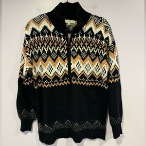 Loft oversized black and brown quarter zip sweater‎